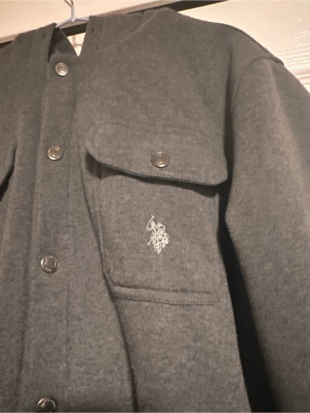 U.S. Polo Assn. Gray Wool-Feel Pea Coat with Embroidered Logo